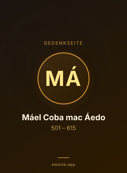 Gedenkportrait von Máel Coba mac Áedo