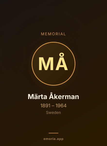 Memorial portrait of Märta Åkerman