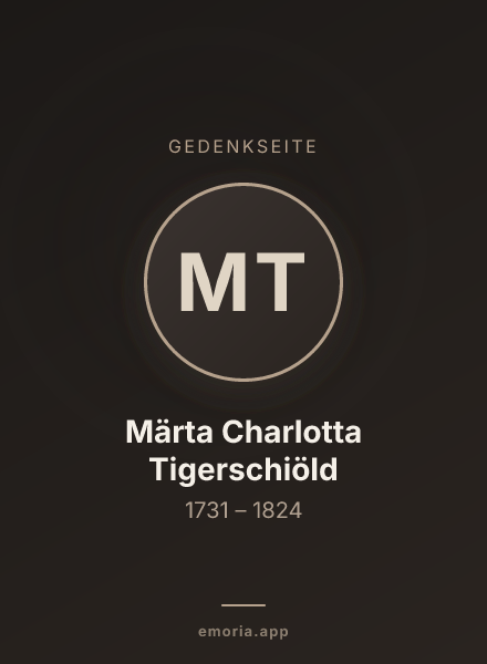 Gedenkportrait von Märta Charlotta Tigerschiöld