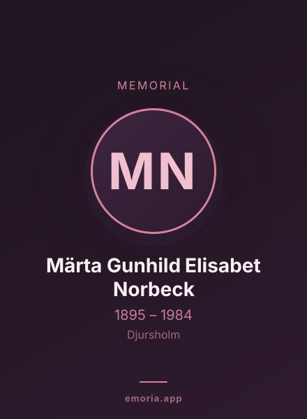 Memorial portrait of Märta Gunhild Elisabet Norbeck