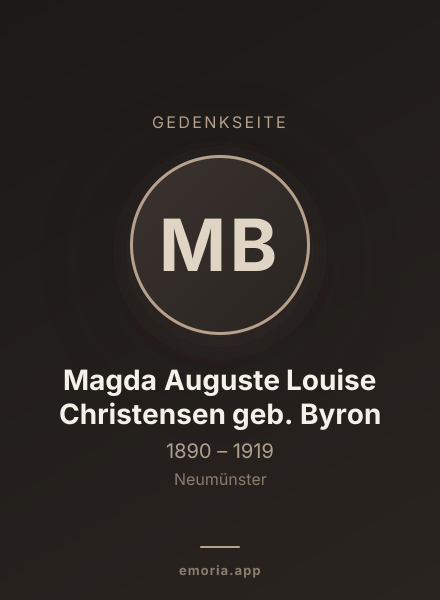 Gedenkportrait von Magda Auguste Louise Christensen geb. Byron