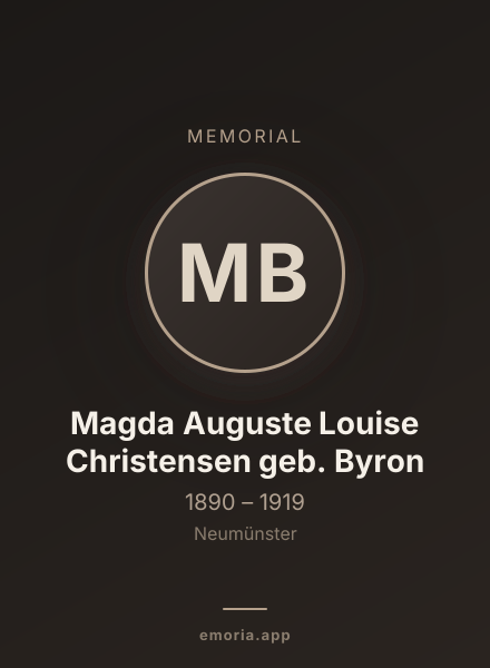 Memorial portrait of Magda Auguste Louise Christensen geb. Byron