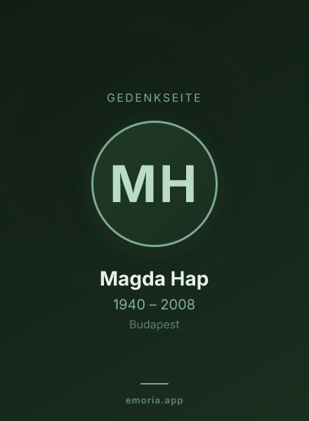 Gedenkportrait von Magda Hap