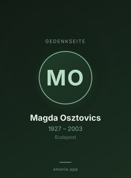 Gedenkportrait von Magda Osztovics