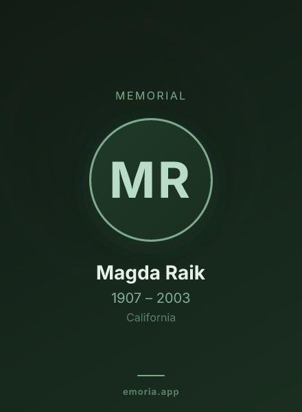 Memorial portrait of Magda Raik