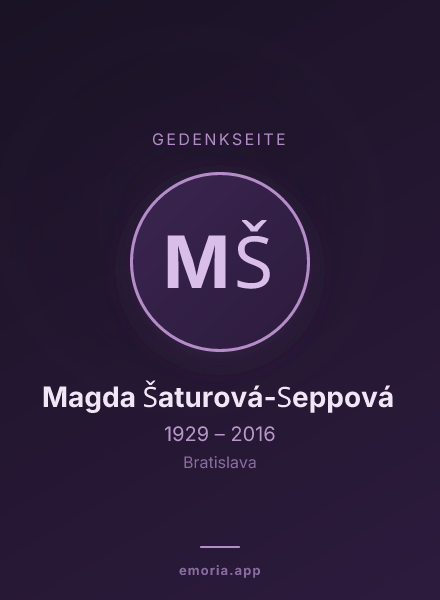 Gedenkportrait von Magda Šaturová-Seppová