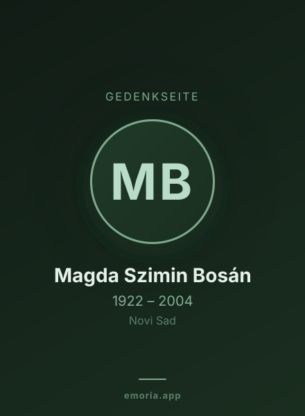 Gedenkportrait von Magda Szimin Bosán
