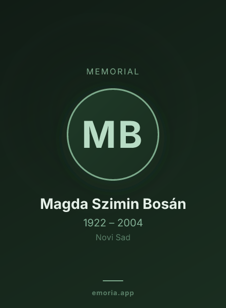 Memorial portrait of Magda Szimin Bosán