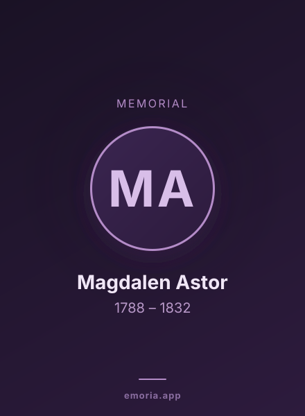 Memorial portrait of Magdalen Astor