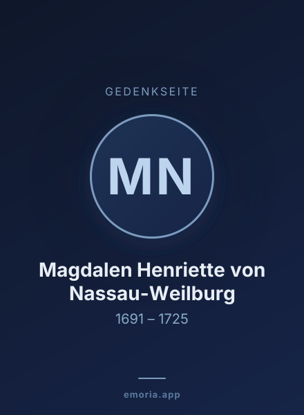 Gedenkportrait von Magdalen Henriette von Nassau-Weilburg