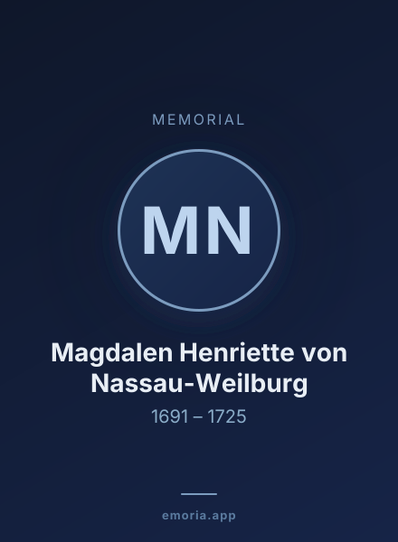 Memorial portrait of Magdalen Henriette von Nassau-Weilburg