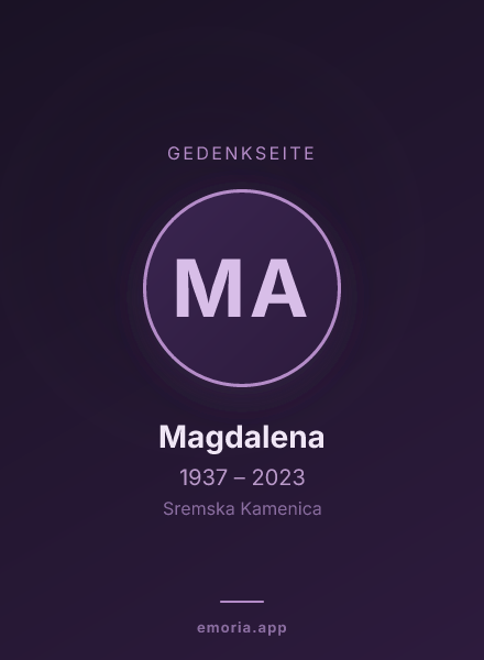 Gedenkportrait von Magdalena
