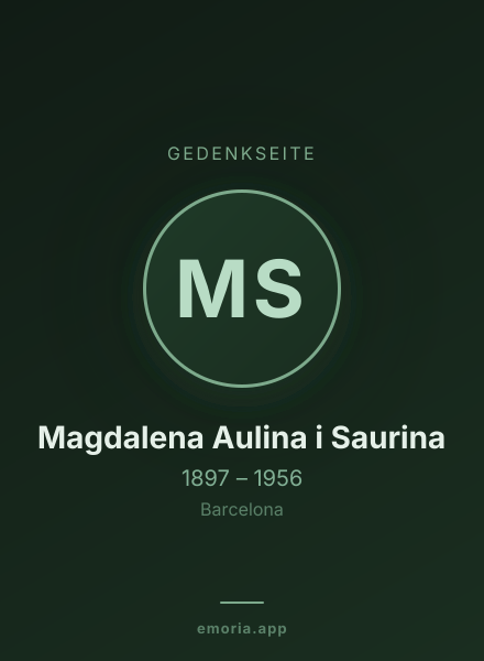 Gedenkportrait von Magdalena Aulina i Saurina