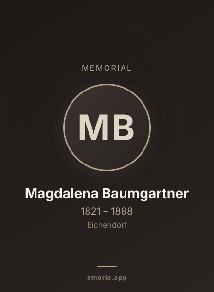 Memorial portrait of Magdalena Baumgartner