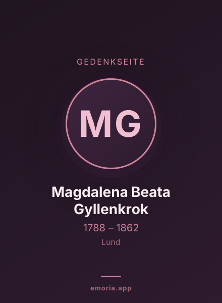 Gedenkportrait von Magdalena Beata Gyllenkrok