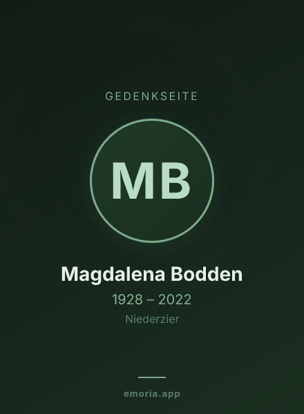 Gedenkportrait von Magdalena Bodden