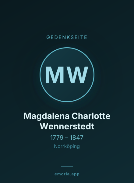 Gedenkportrait von Magdalena Charlotte Wennerstedt