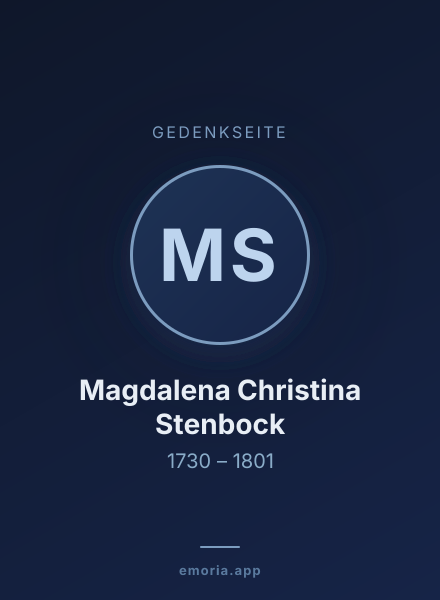 Gedenkportrait von Magdalena Christina Stenbock