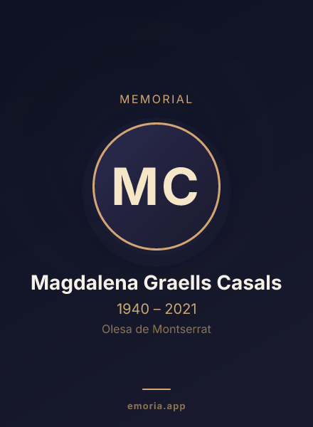 Memorial portrait of Magdalena Graells Casals