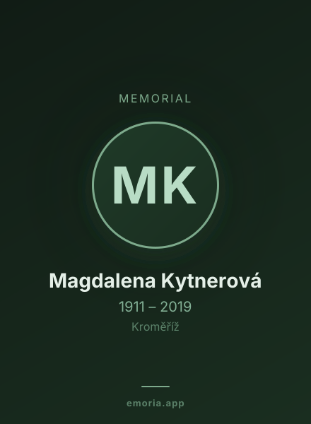 Memorial portrait of Magdalena Kytnerová