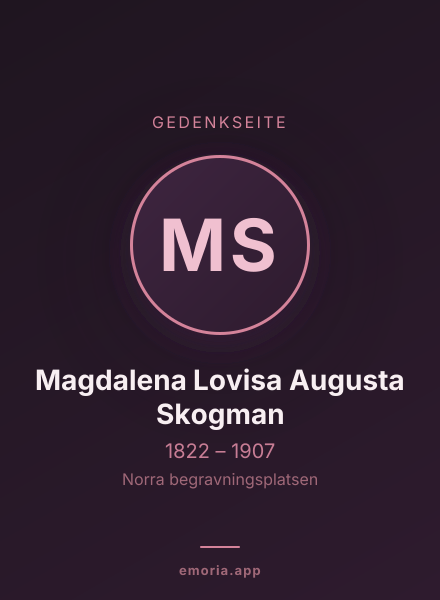 Gedenkportrait von Magdalena Lovisa Augusta Skogman