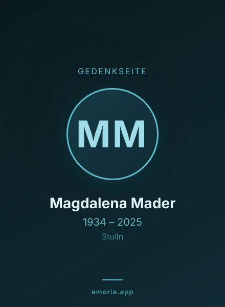 Gedenkportrait von Magdalena Mader