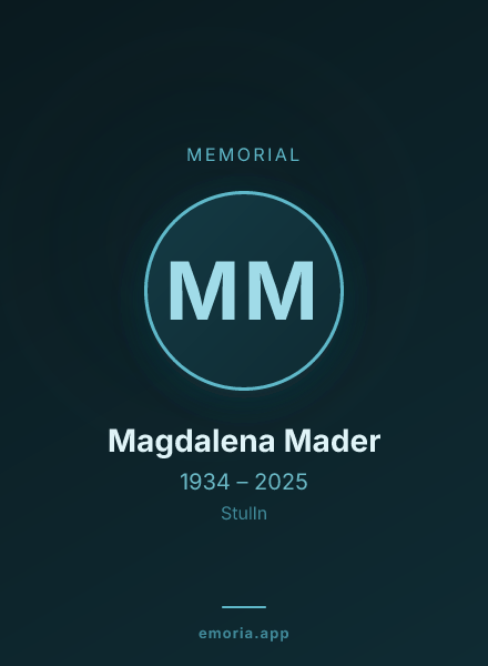 Memorial portrait of Magdalena Mader