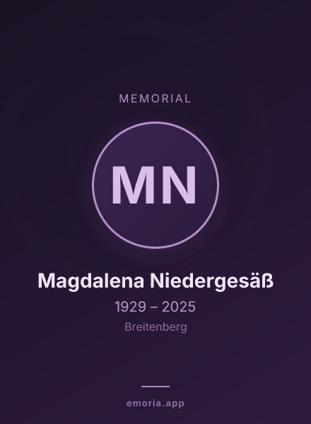 Memorial portrait of Magdalena Niedergesäß