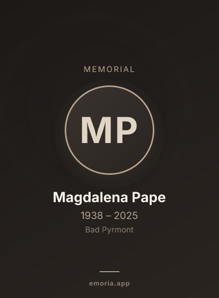Memorial portrait of Magdalena Pape