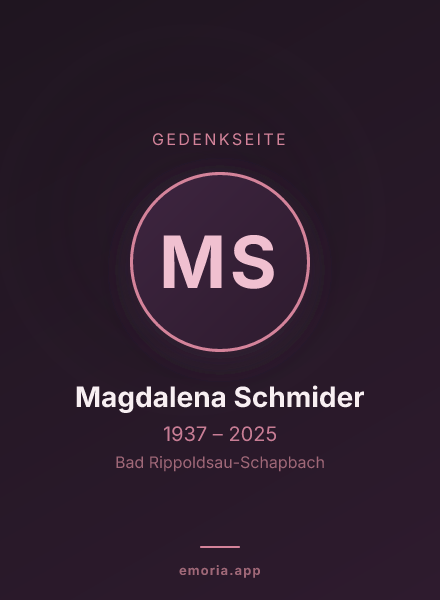 Gedenkportrait von Magdalena Schmider