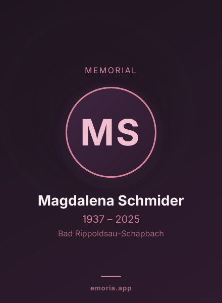 Memorial portrait of Magdalena Schmider