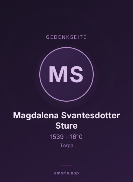 Gedenkportrait von Magdalena Svantesdotter Sture