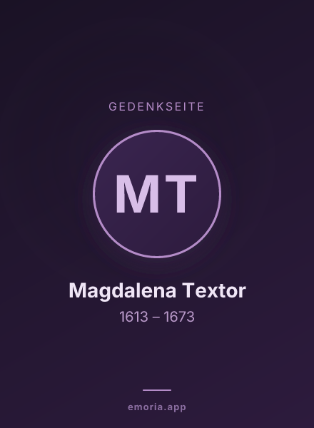 Gedenkportrait von Magdalena Textor
