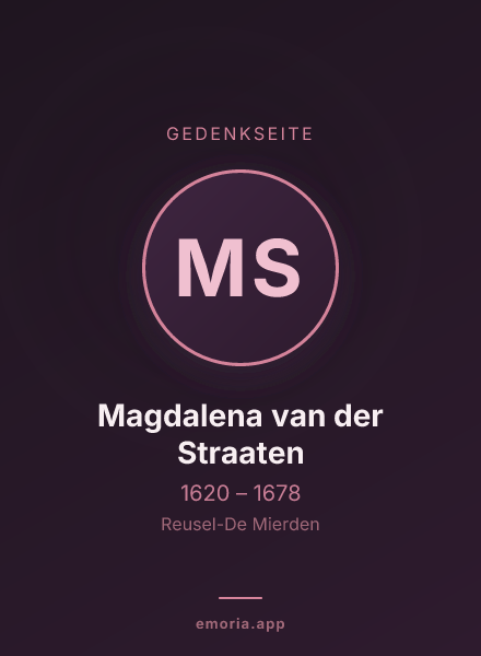 Gedenkportrait von Magdalena van der Straaten