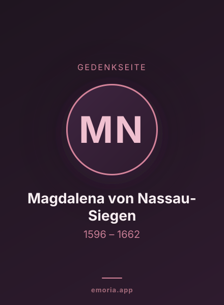 Gedenkportrait von Magdalena von Nassau-Siegen