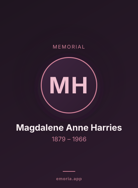 Memorial portrait of Magdalene Anne Harries