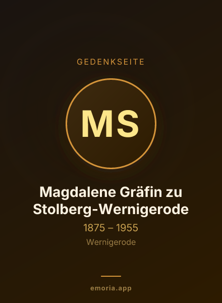 Gedenkportrait von Magdalene Gräfin zu Stolberg-Wernigerode