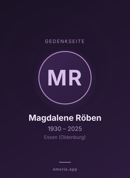 Gedenkportrait von Magdalene Röben