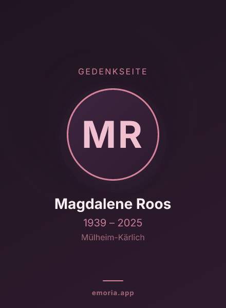 Gedenkportrait von Magdalene Roos