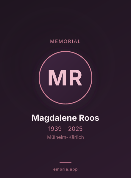 Memorial portrait of Magdalene Roos