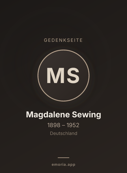Gedenkportrait von Magdalene Sewing