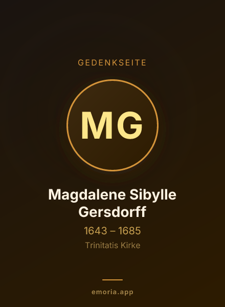 Gedenkportrait von Magdalene Sibylle Gersdorff