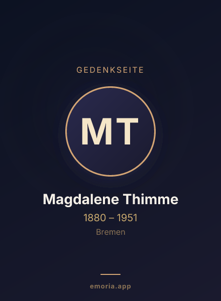 Gedenkportrait von Magdalene Thimme