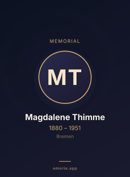 Memorial portrait of Magdalene Thimme