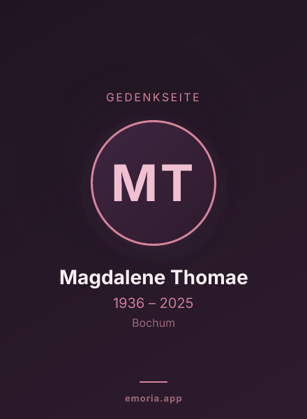 Gedenkportrait von Magdalene Thomae