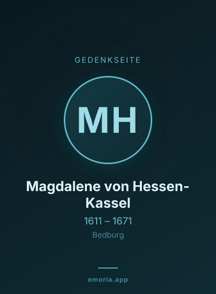 Gedenkportrait von Magdalene von Hessen-Kassel