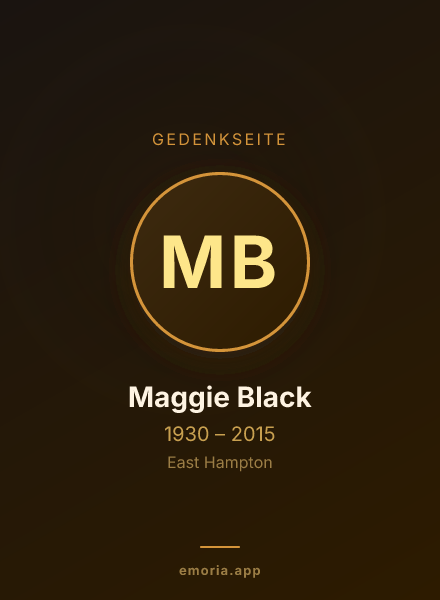 Gedenkportrait von Maggie Black