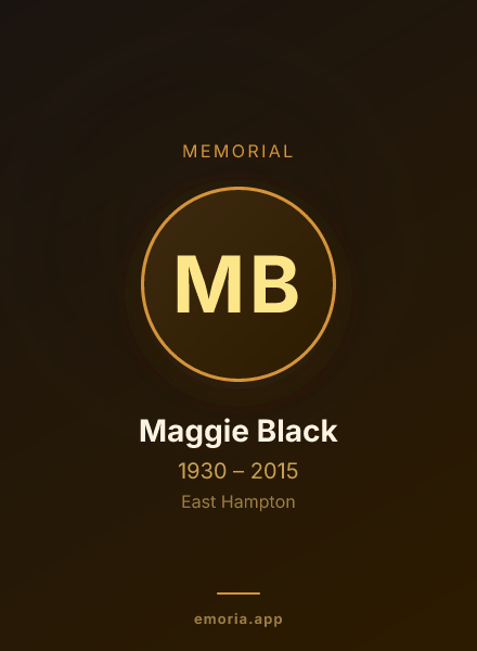 Memorial portrait of Maggie Black