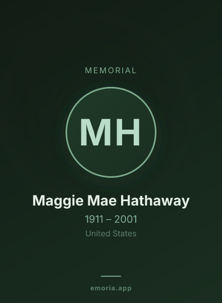 Memorial portrait of Maggie Mae Hathaway