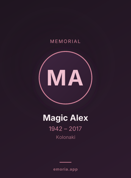 Memorial portrait of Magic Alex